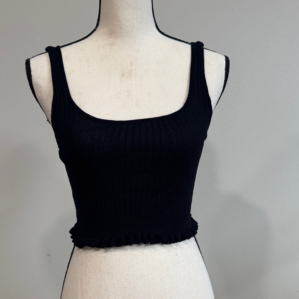 Mango Black Ribbed Tank Top